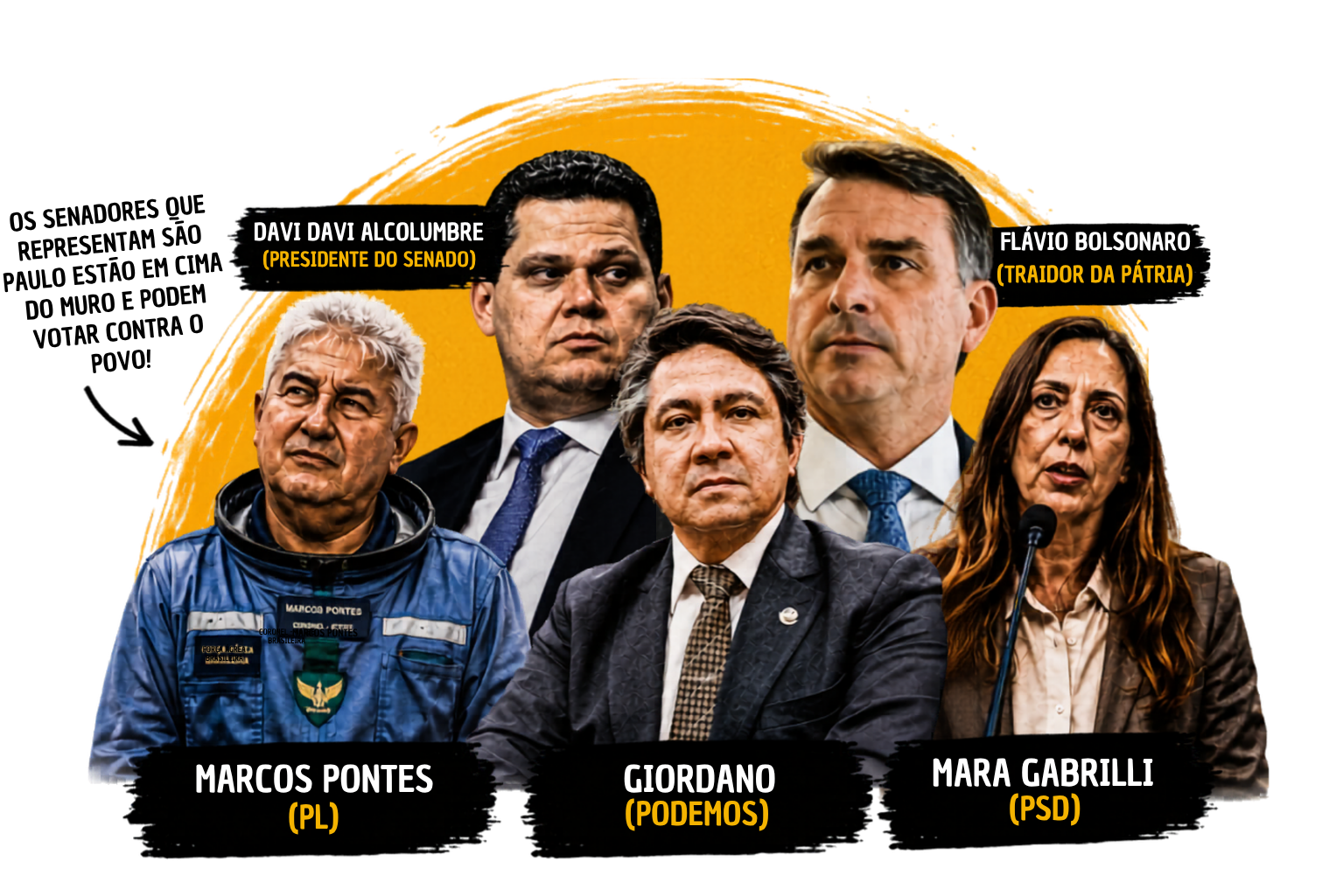 Davi Alcolumbre (Presidente do Senado), Marcos Pontes (PL), Giordano (PODEMOS), Mara Gabrilli (PSD)